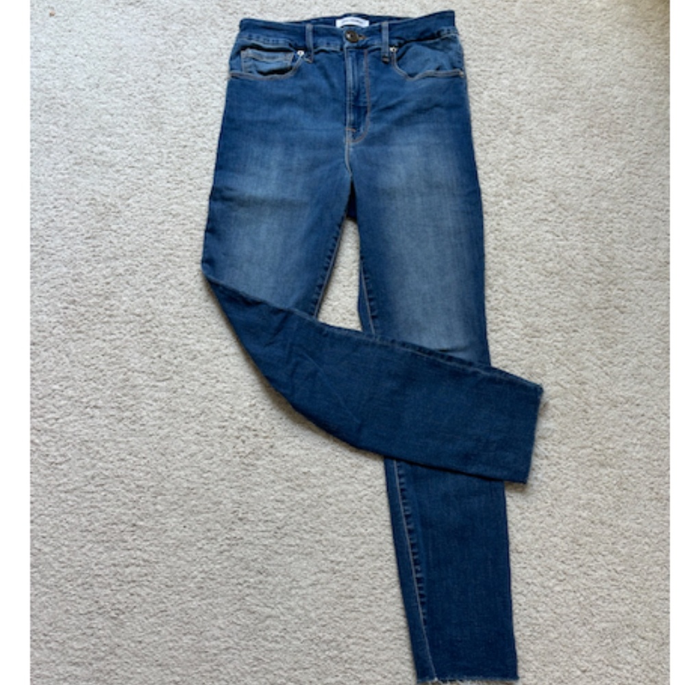 Good American Good Waist Crop Skinny jean raw hem blue 331